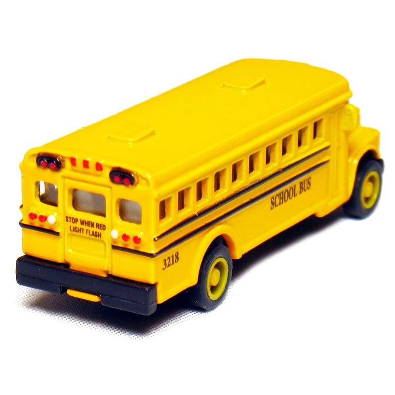 KinsFun ðŸšŒ KiNSFUN Classic Long Nose School Bus 2Â½" Die Cast Metal w/ Pull Back Action 12 Pack - Image 3
